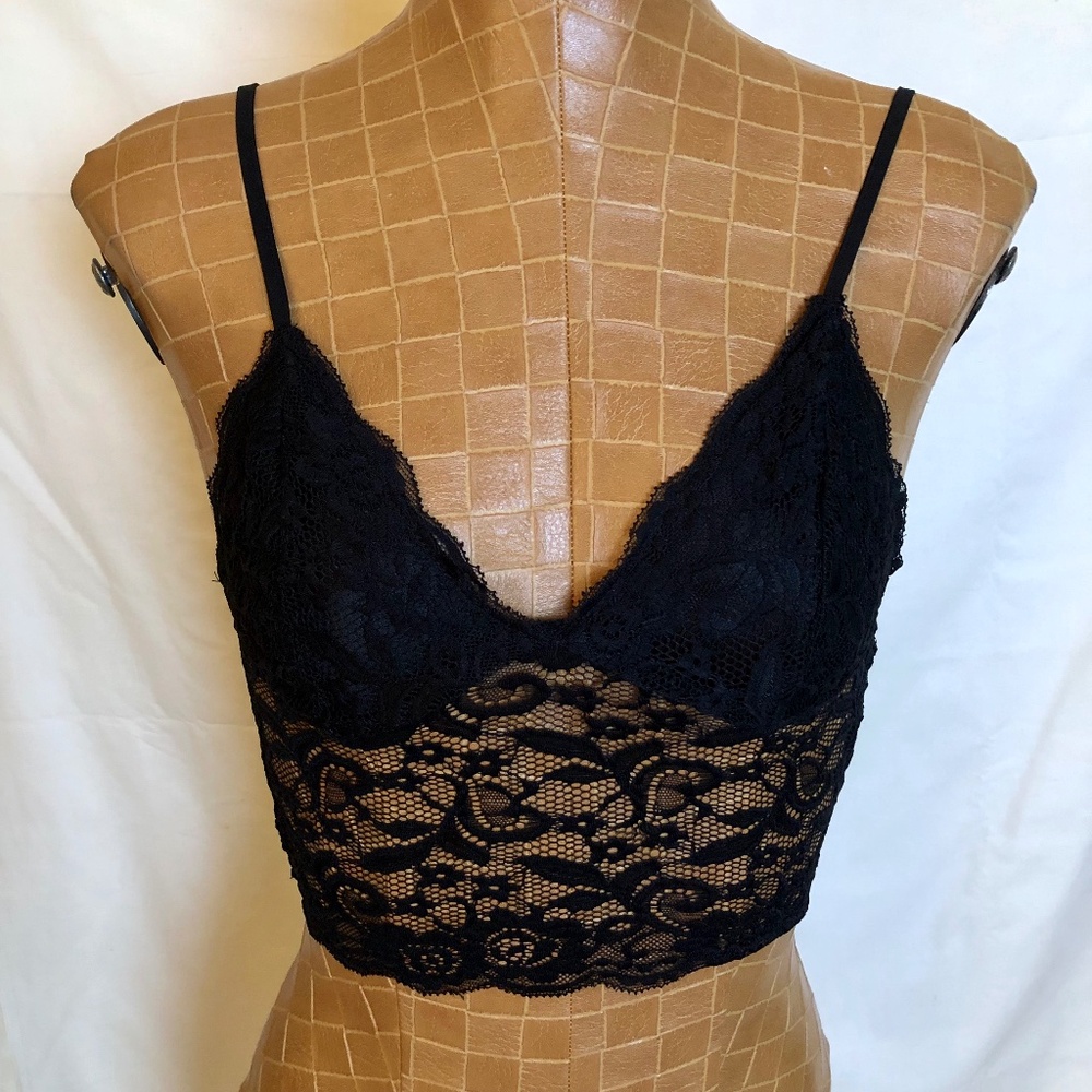 NWT, Black Lace Bralette Cami to Waistline by Jealous Tomato
